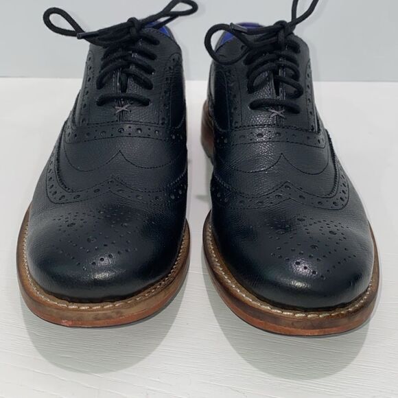 Ted Baker Guri 7 Black Oxford Brogue Shoes With Stacked Block Heel Men's Size 8 - Picture 8 of 16